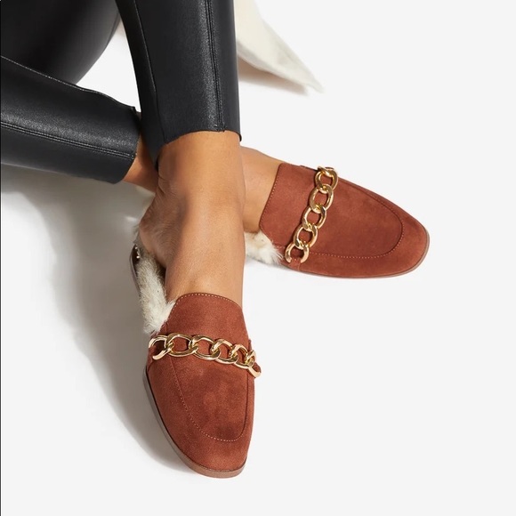 Flat mule style loafer fuzzy furry - Picture 4 of 5